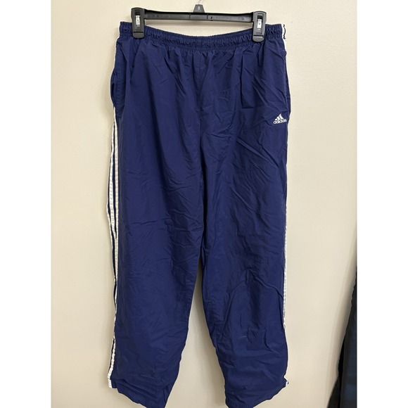 adidas Other - VTG Y2K Adidas Lined Baggy Blue 3 Stripe Track Pants Drawstrings Size XL
